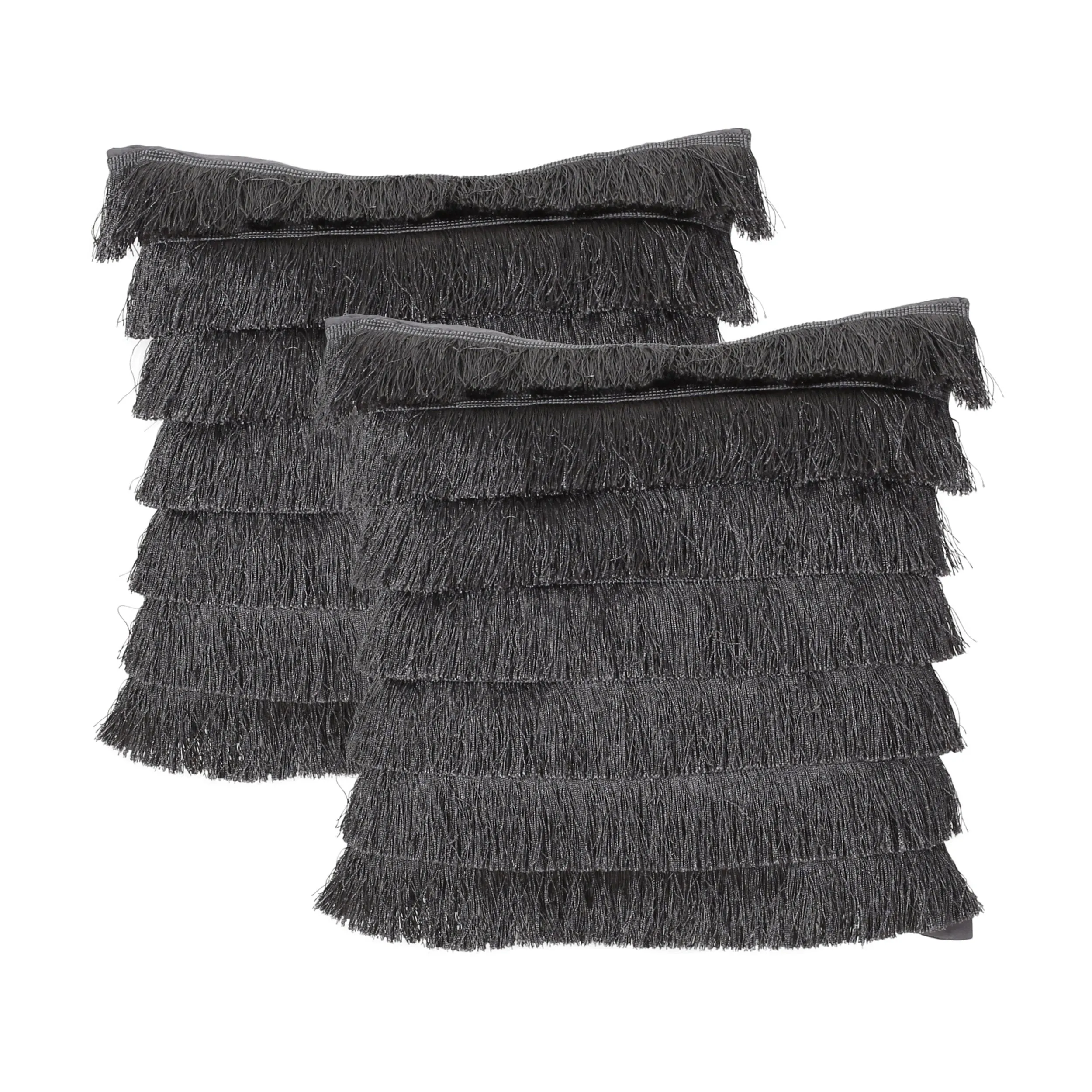 Elvira Glam Square Fabric Throw Pillow with Fringes