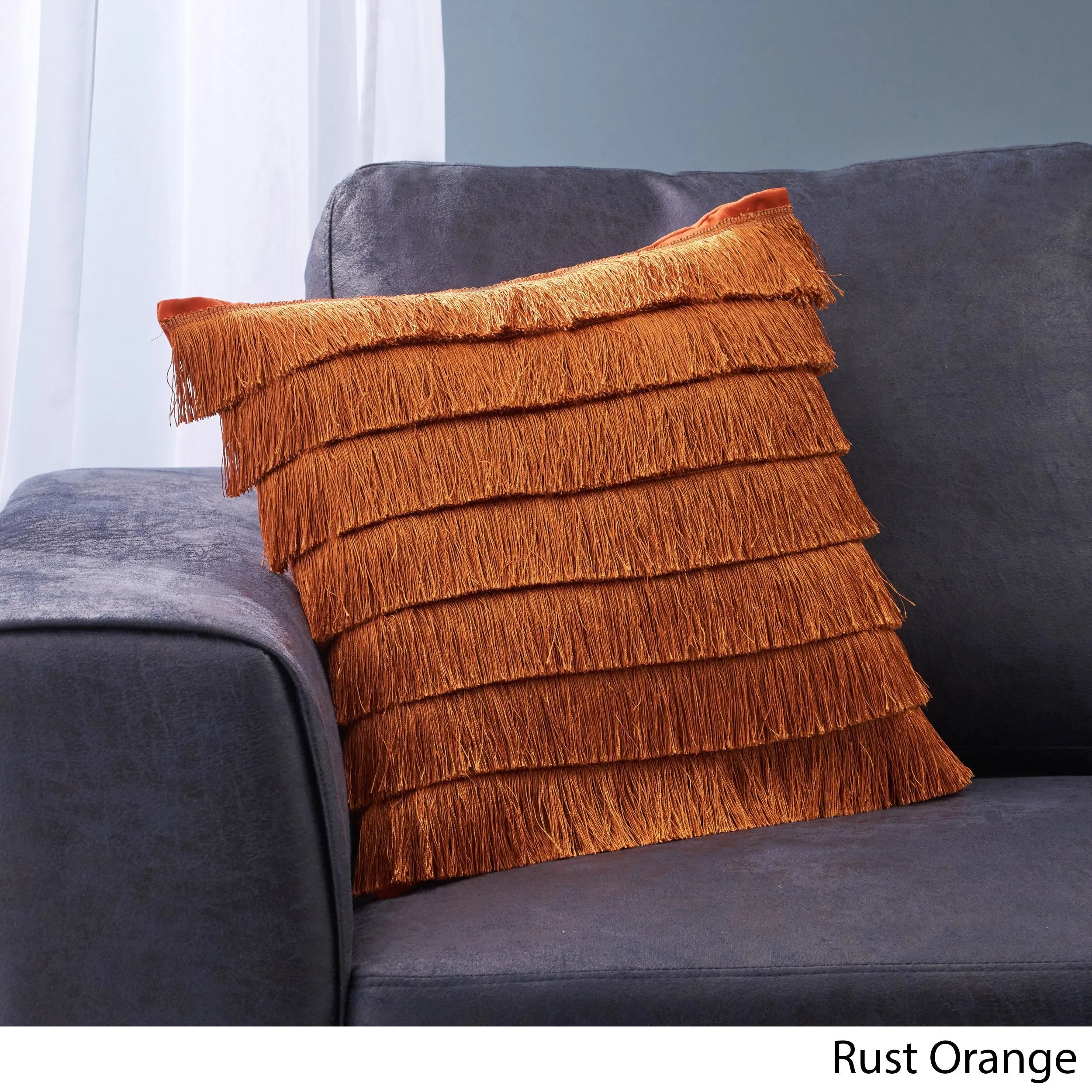 Elvira Glam Square Fabric Throw Pillow with Fringes