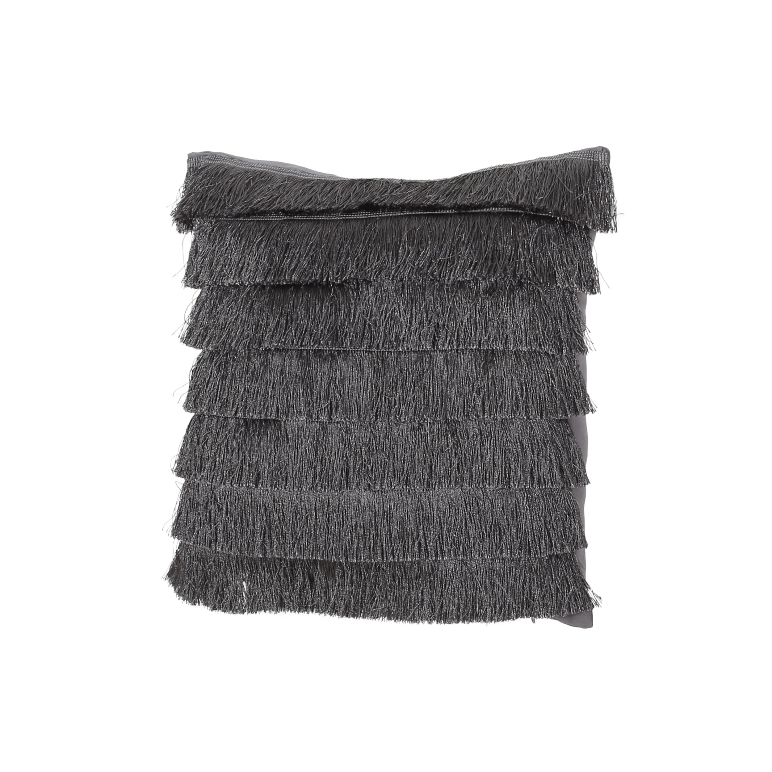 Elvira Glam Square Fabric Throw Pillow with Fringes