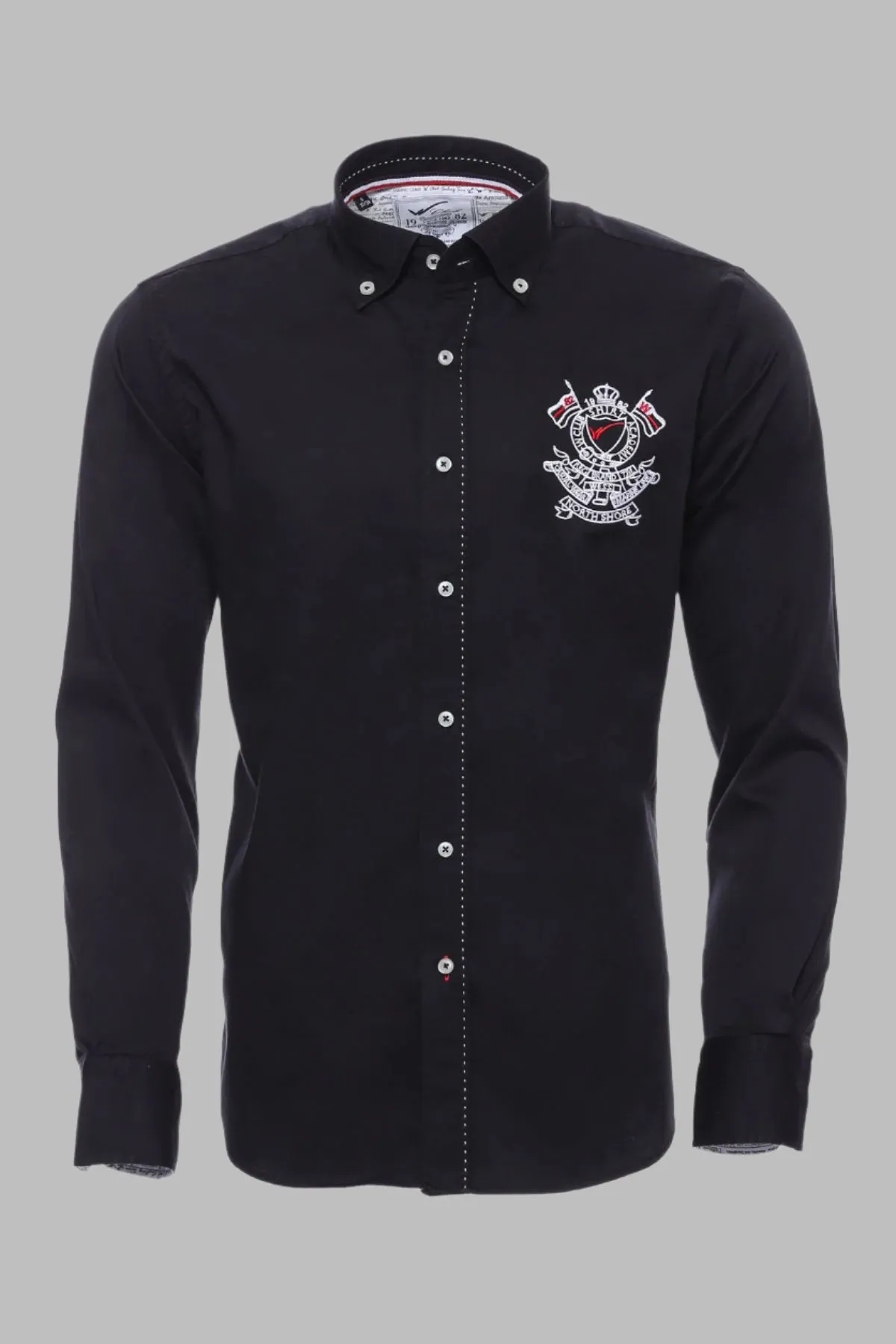 Emblemed Long Sleeve Black Shirt - Wessi