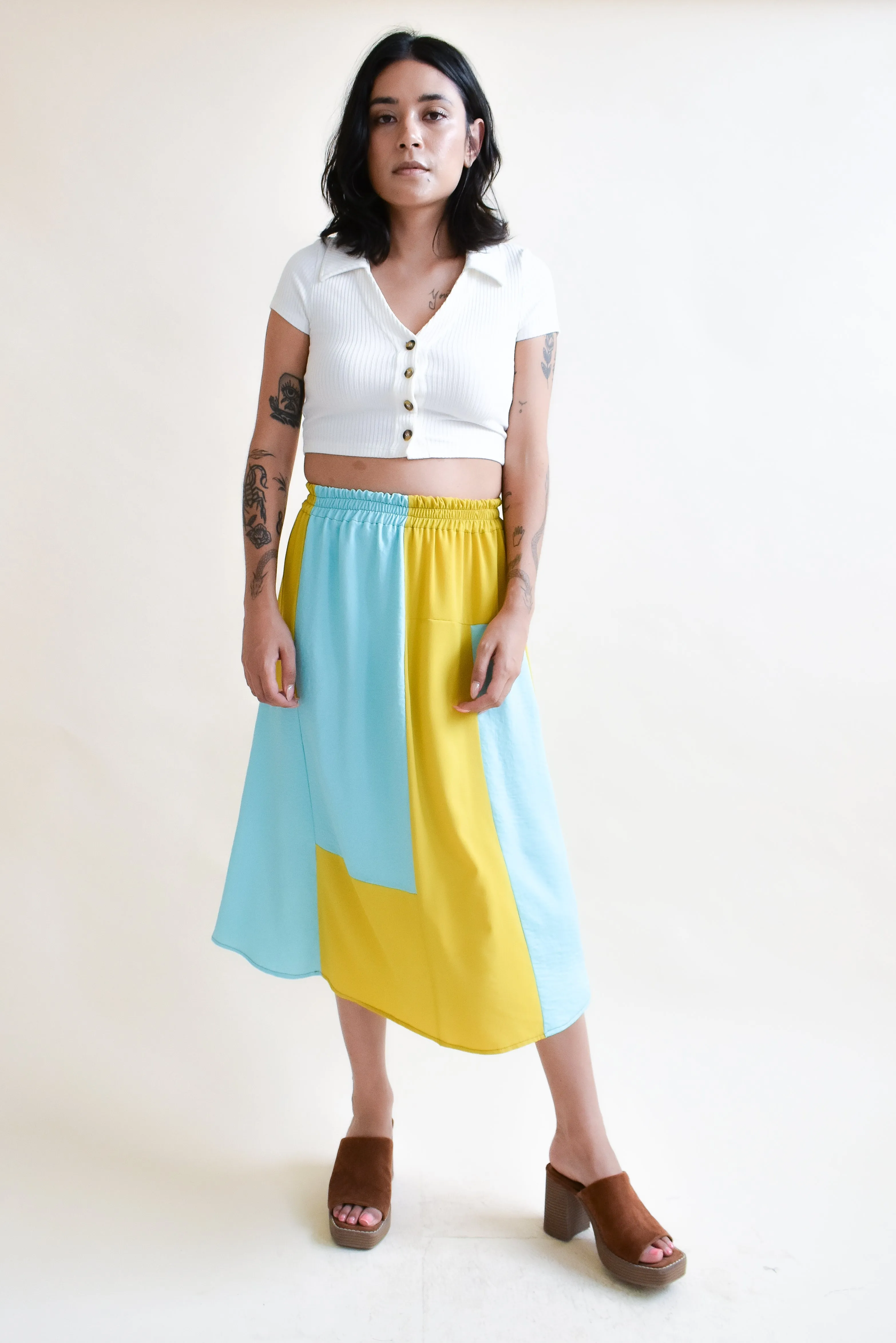 Eva Midi Skirt in Macaw Patchwork