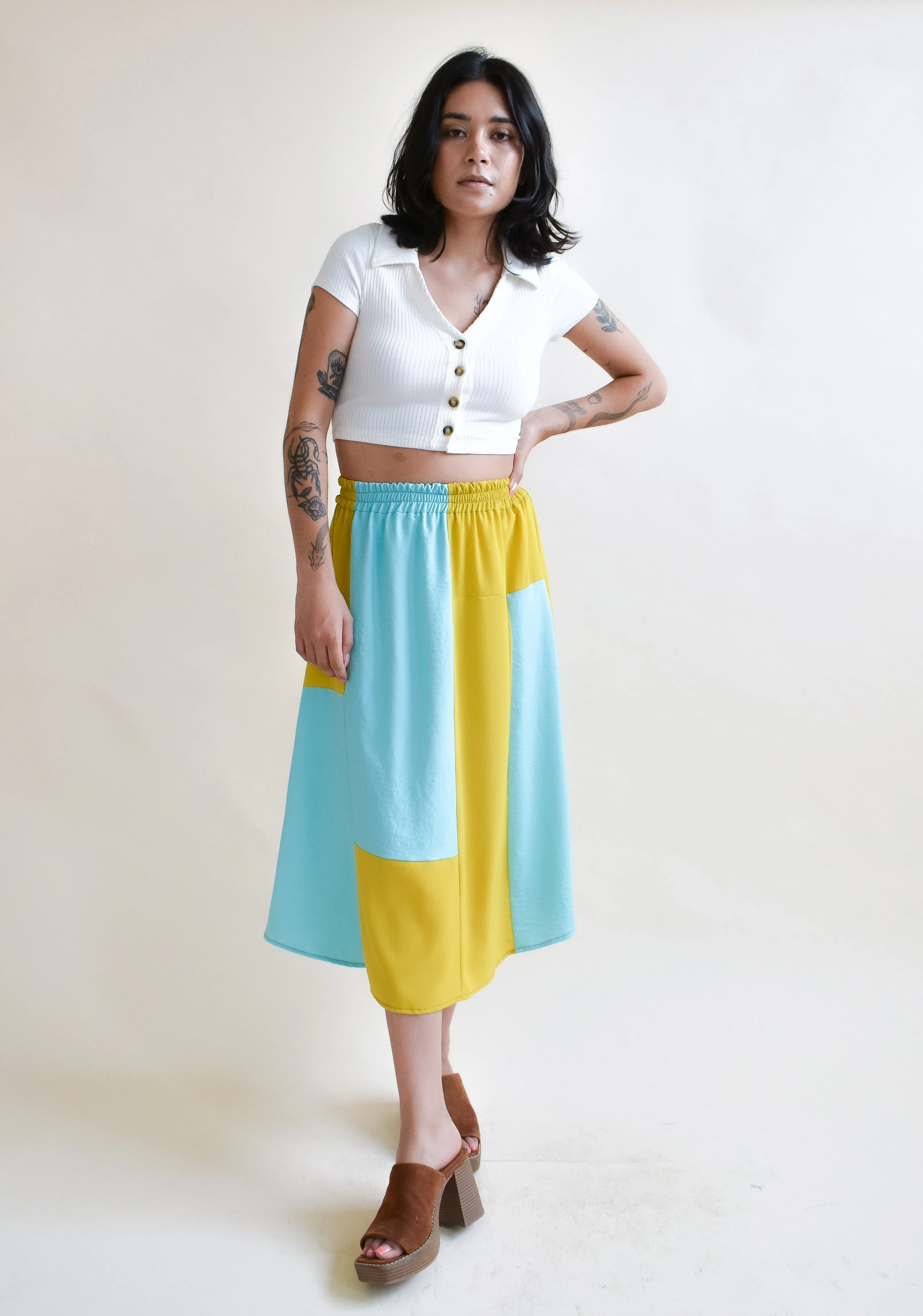 Eva Midi Skirt in Macaw Patchwork