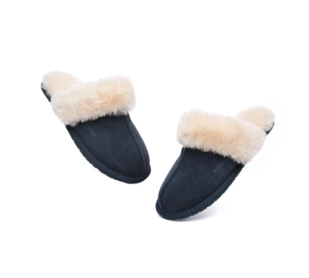 EVERAU® UGG Slippers Sheepskin Wool Suede Scuff Rosa