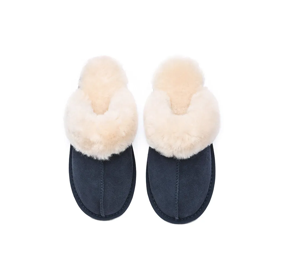 EVERAU® UGG Slippers Sheepskin Wool Suede Scuff Rosa