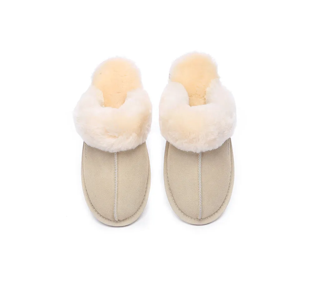 EVERAU® UGG Slippers Sheepskin Wool Suede Scuff Rosa