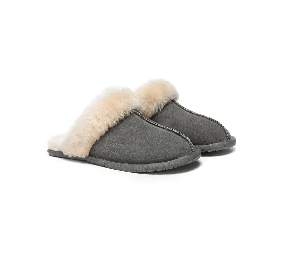 EVERAU® UGG Slippers Sheepskin Wool Suede Scuff Rosa