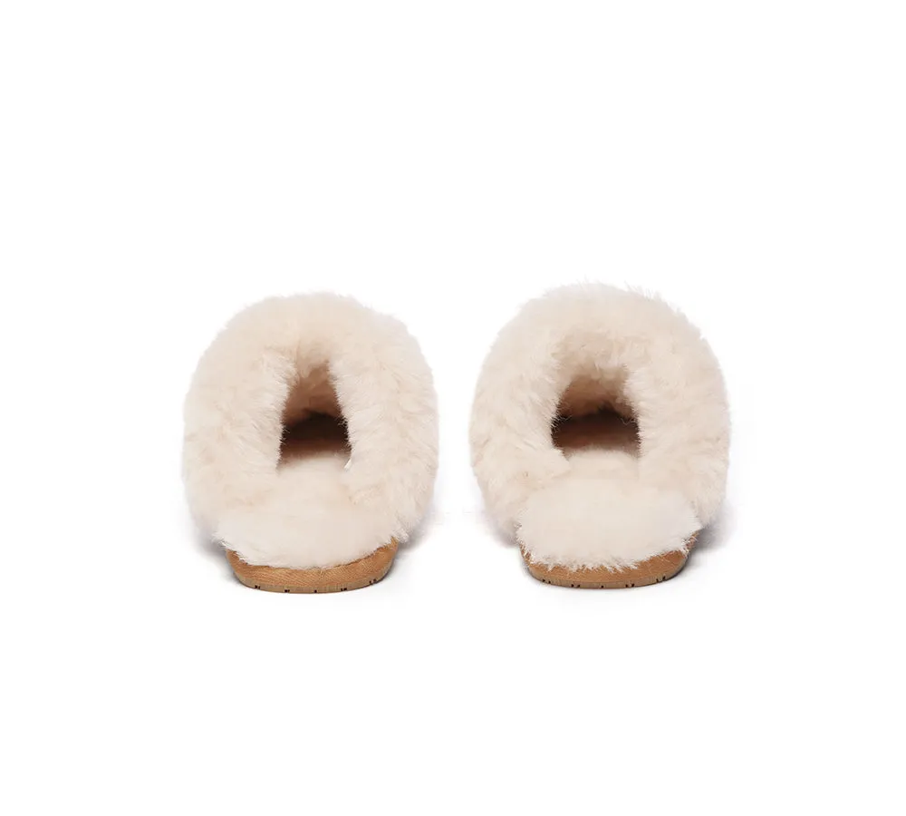 EVERAU® UGG Slippers Sheepskin Wool Suede Scuff Rosa