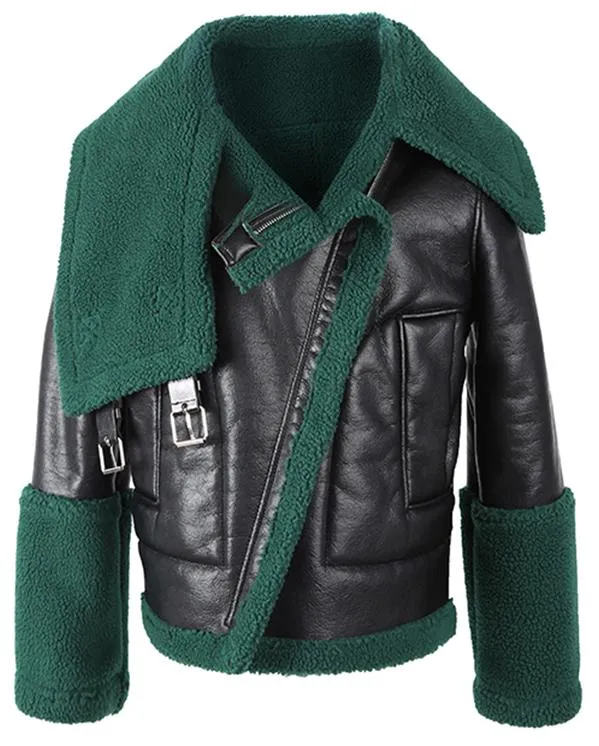 Faux-Leather and Shearling Jacket