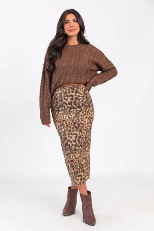 Fierce Love Leopard Knit Midi Skirt