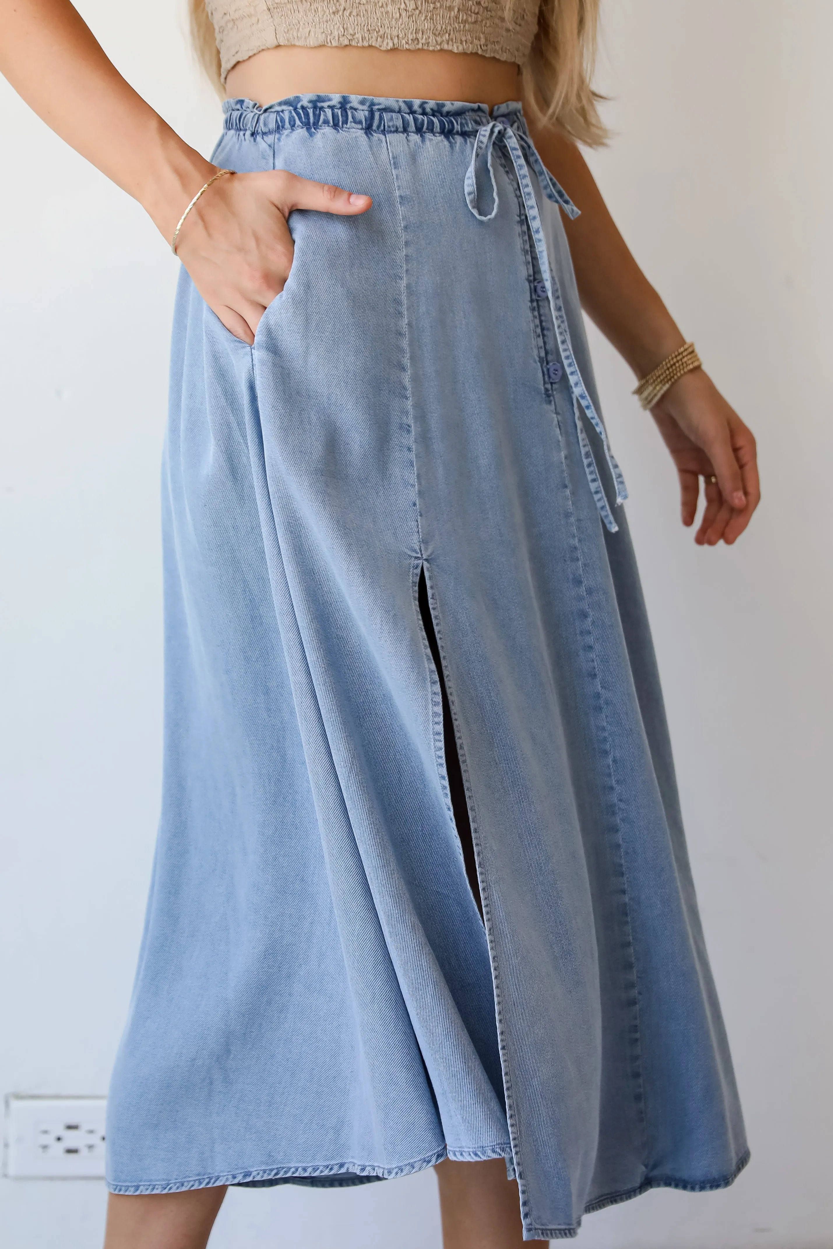 FINAL SALE - Distinct Style Denim Midi Skirt