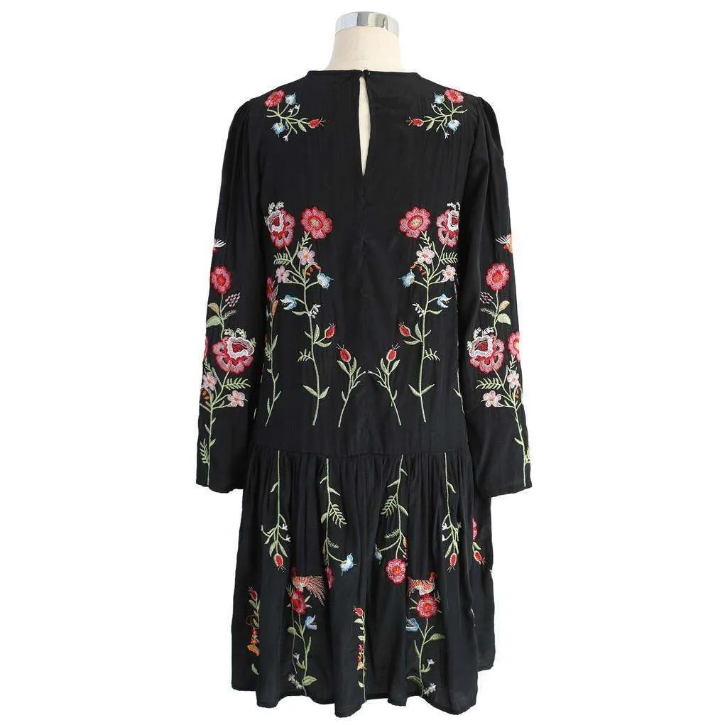 Floral Embroidered Straight Dress