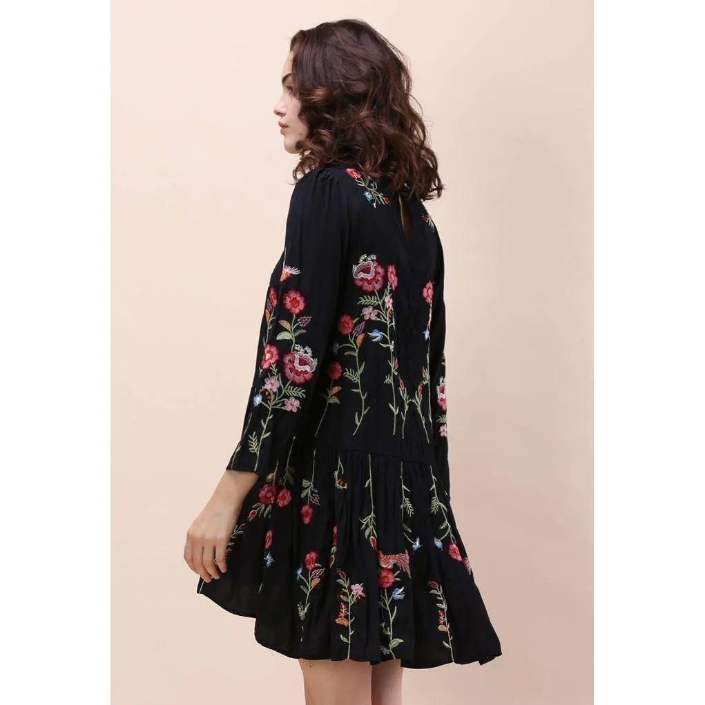 Floral Embroidered Straight Dress