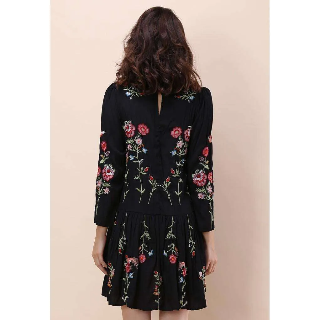 Floral Embroidered Straight Dress