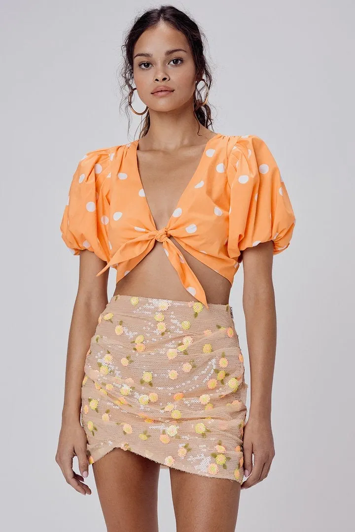 For Love & Lemons Auburn Dot Crop Top - Tangerine