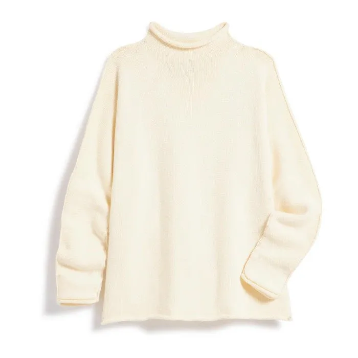 FRANK AND EILEEN - MONTEREY ROLLED FUNNEL NECK SWEATER IN CREAM