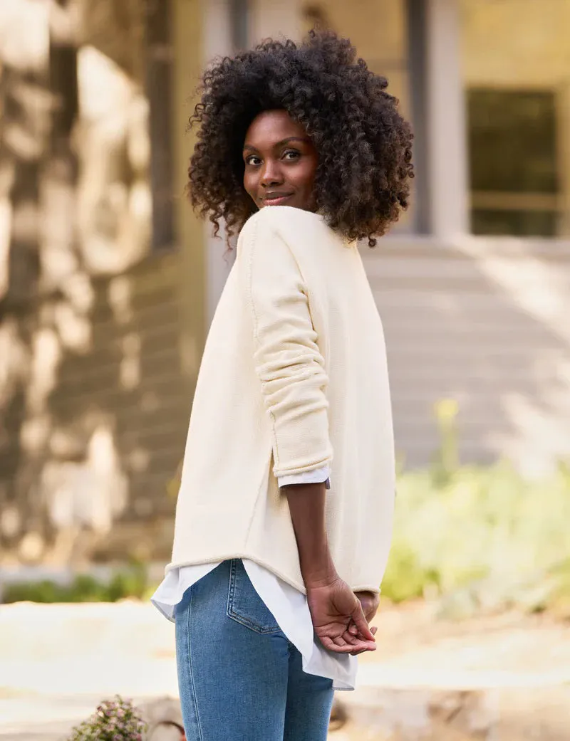 FRANK AND EILEEN - MONTEREY ROLLED FUNNEL NECK SWEATER IN CREAM