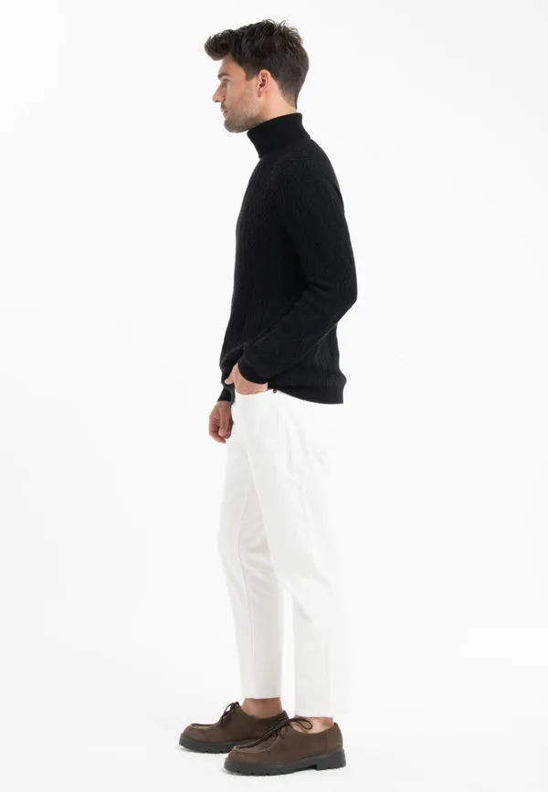 Gabi 3 4-ply Twisted Turtleneck Sweater in Black Cashmere