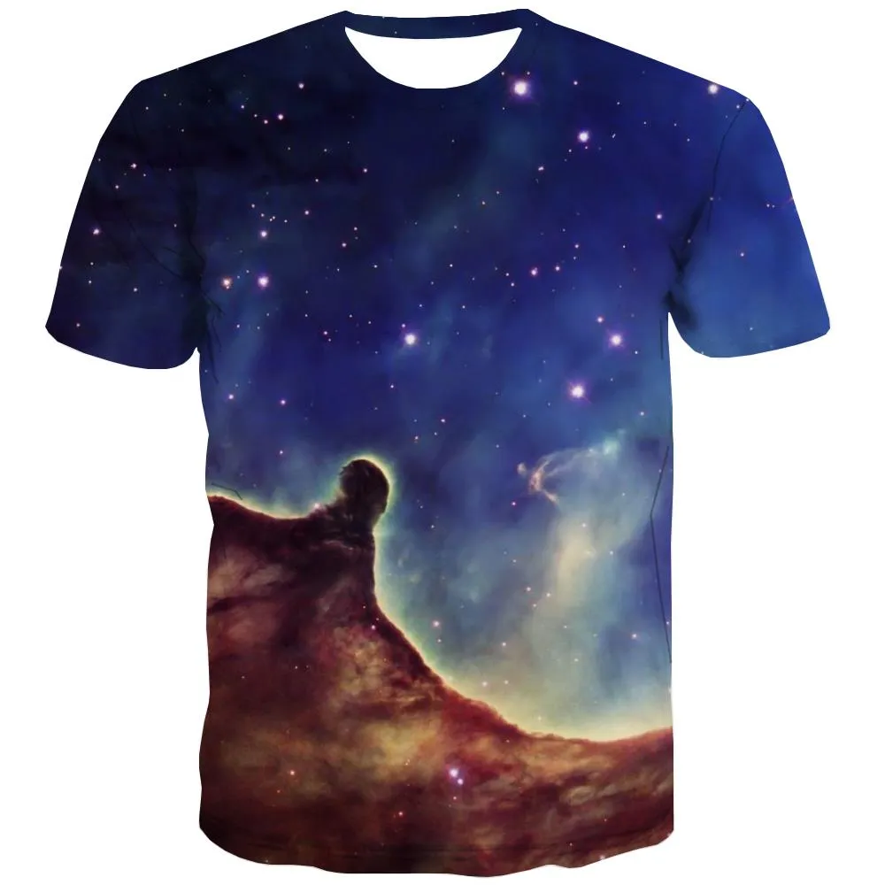 Galaxy T-shirt Men Planet Tshirt Anime Starry Sky T-shirts 3d Colorful Tshirts Novelty Harajuku Tshirt Printed