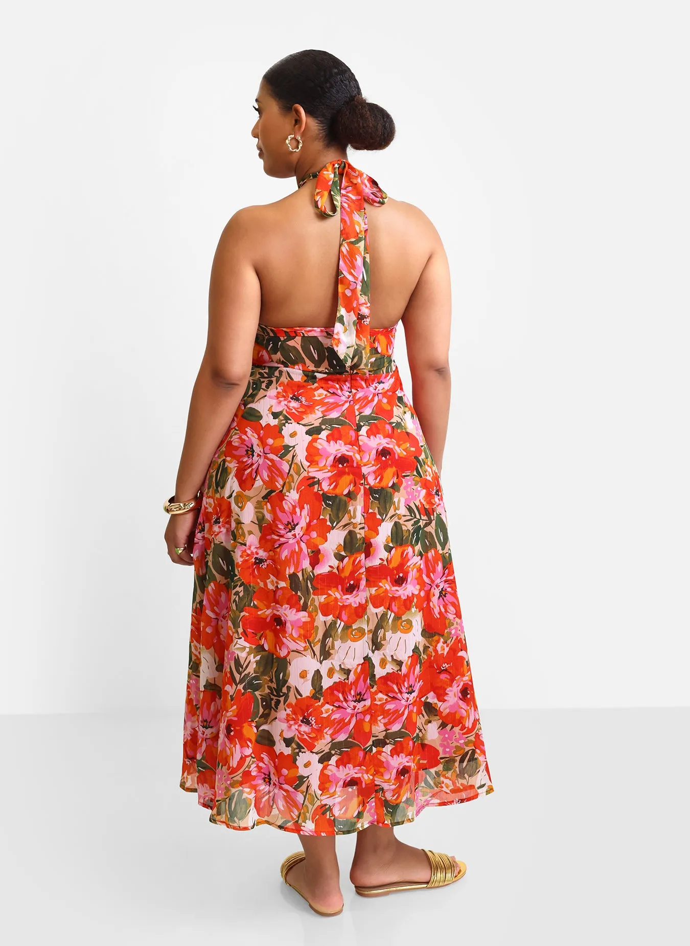 Giada Floral Halter Midi Slip Dress