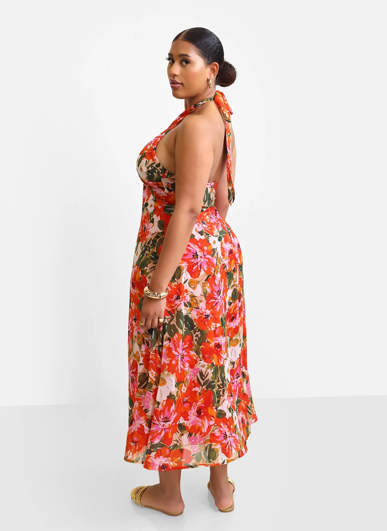 Giada Floral Halter Midi Slip Dress