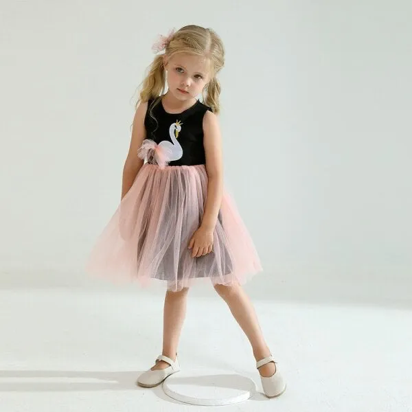 Girls Swan Tulle Skirt Dress