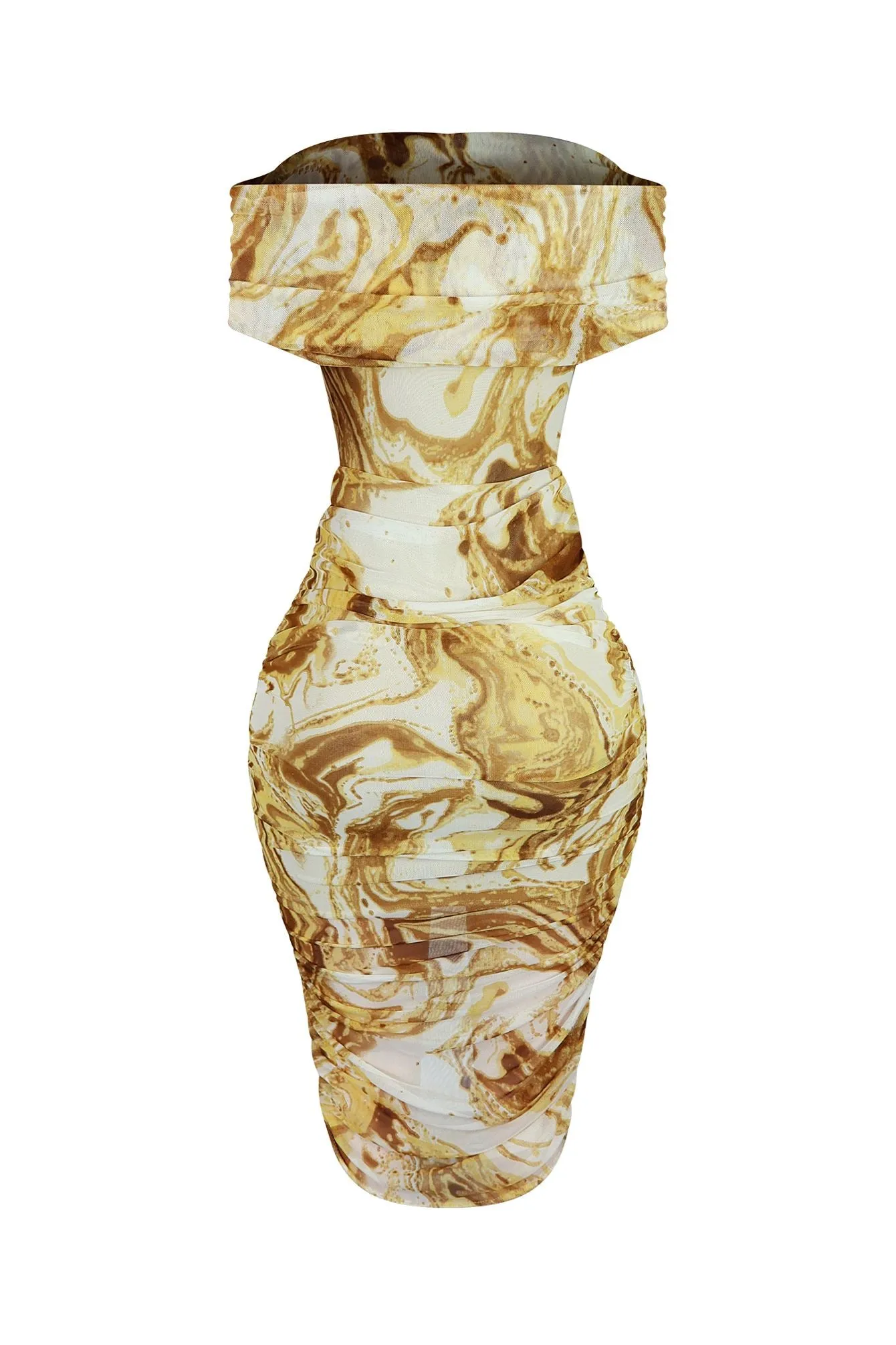 Golden Hour Mesh Ruched Dress