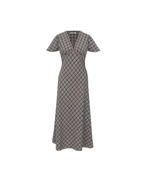 HONEY MIDI DRESS BLACK CHECK