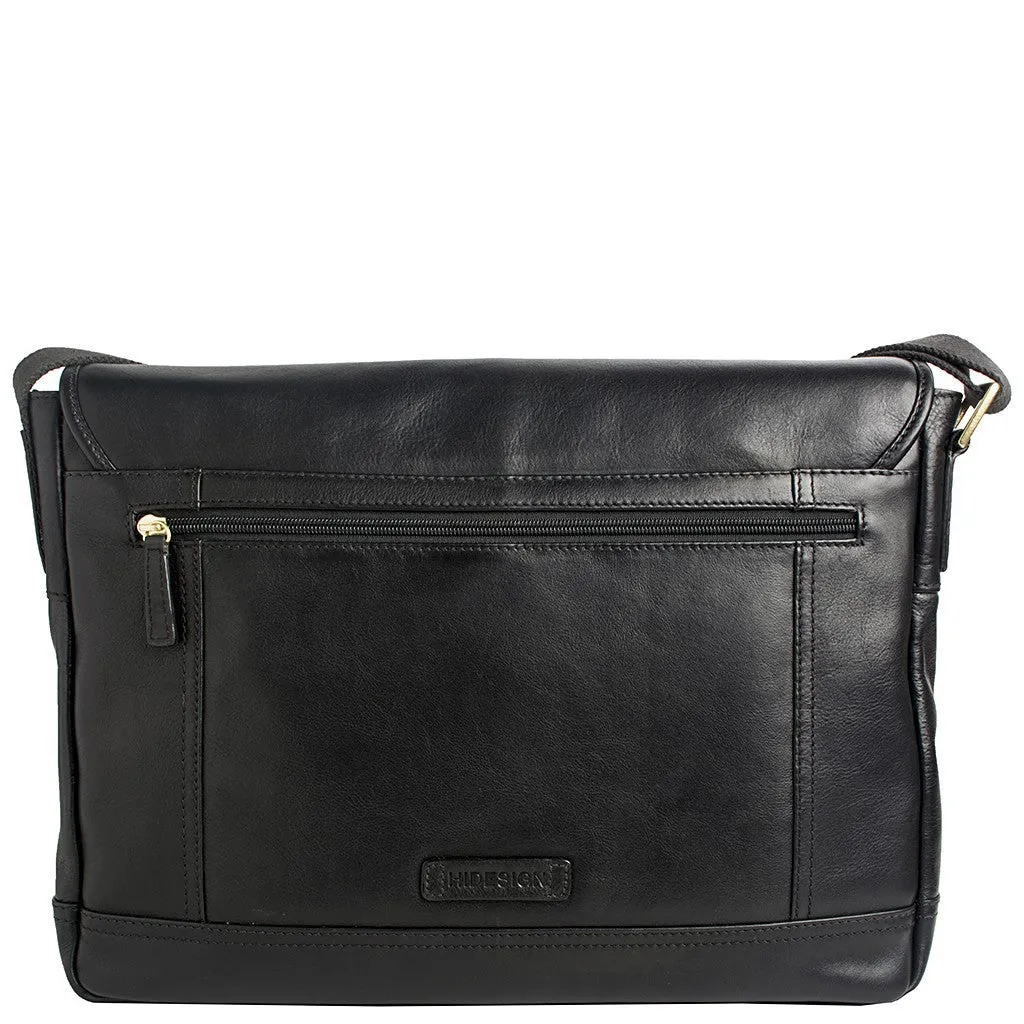 Hunter Leather Messenger in Black