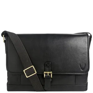 Hunter Leather Messenger in Black