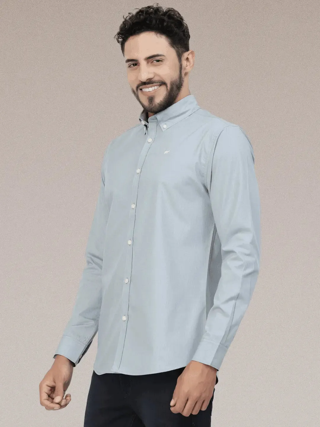 Ice Blue Casual Button Down Shirt