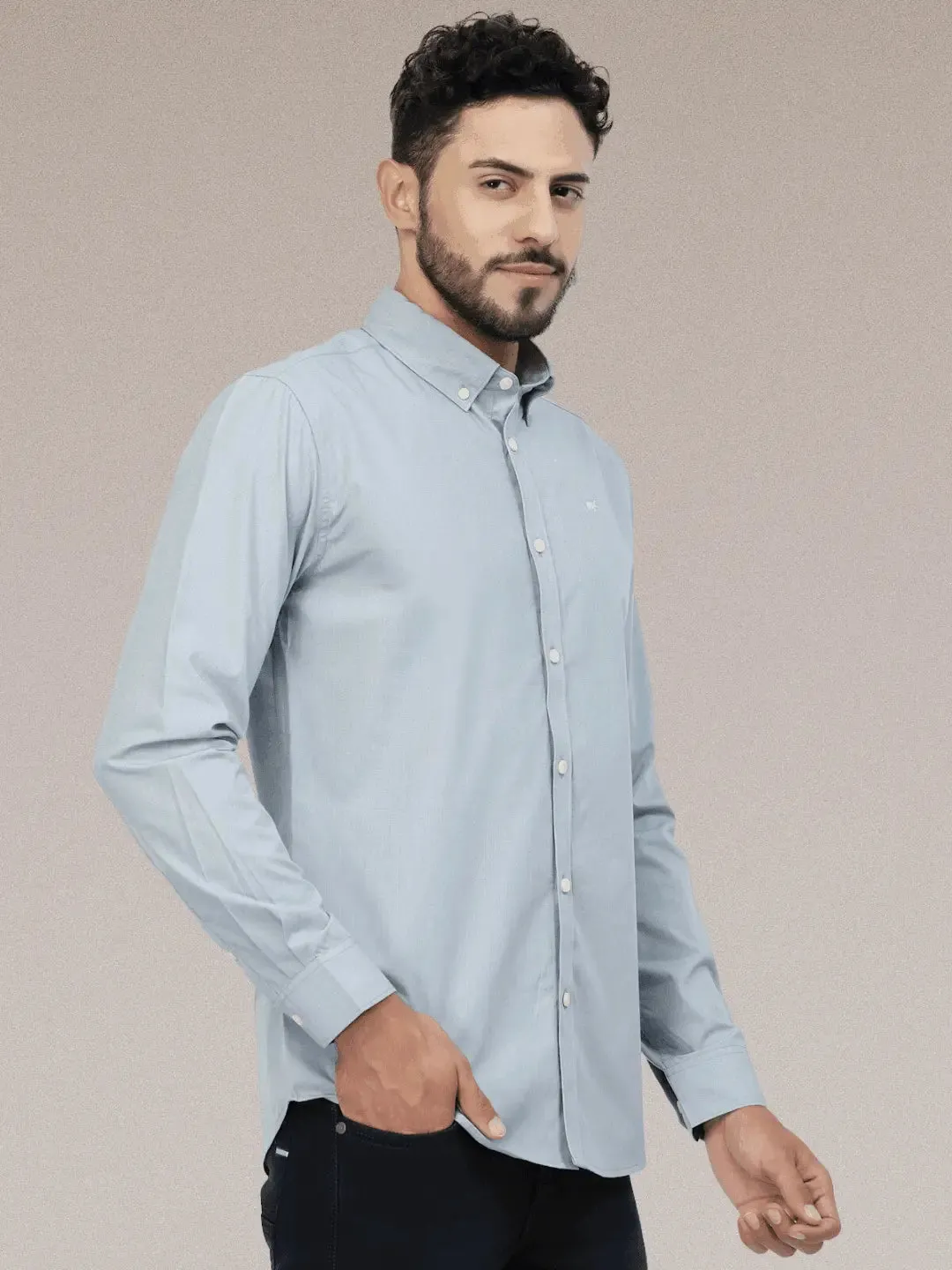 Ice Blue Casual Button Down Shirt