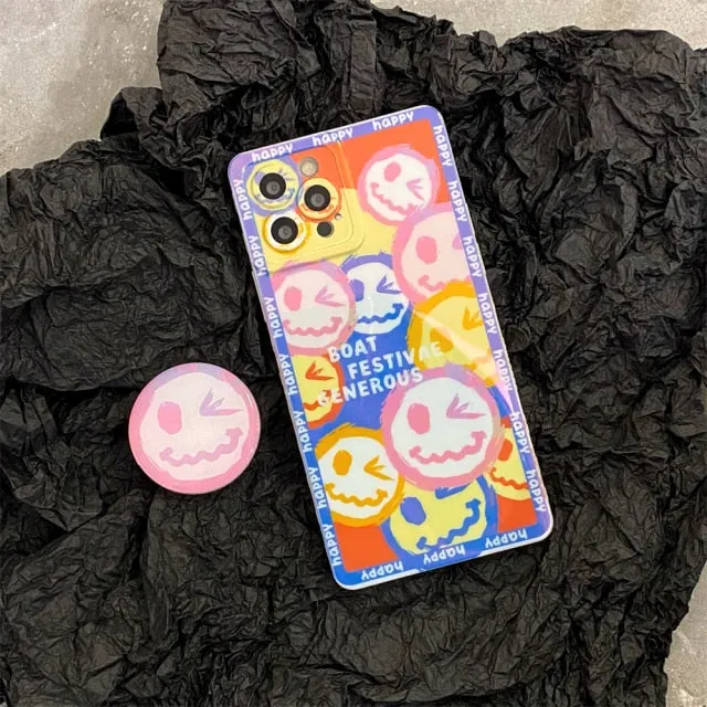 iPhone 13 case with smiley holder