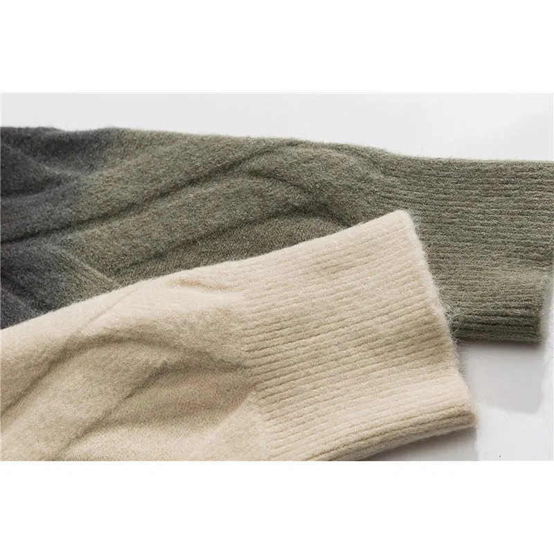 Japanese Streetwear Gradient Knitwear Sweater Crew Neck Pullover