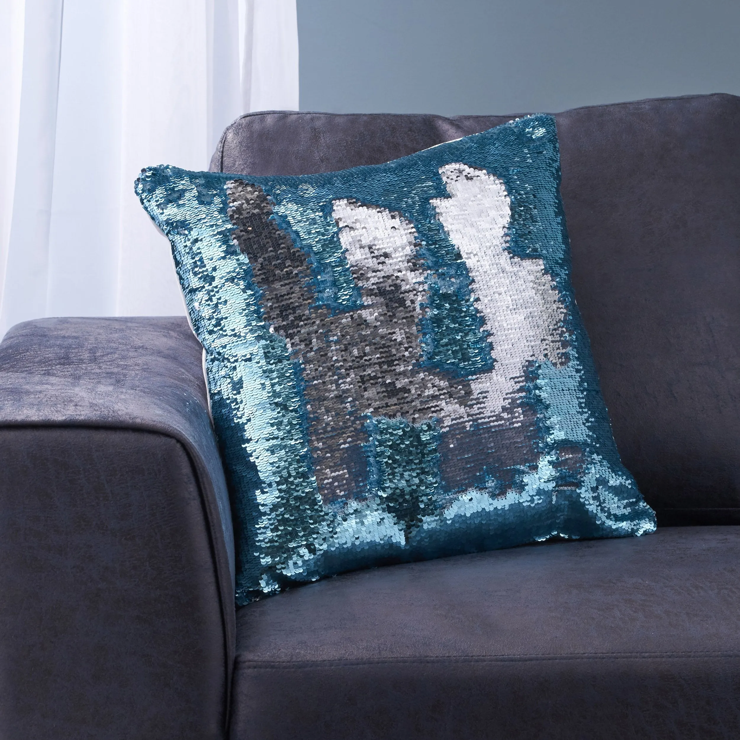 Jennifer Glam Square Reversible Sequin Throw Pillow