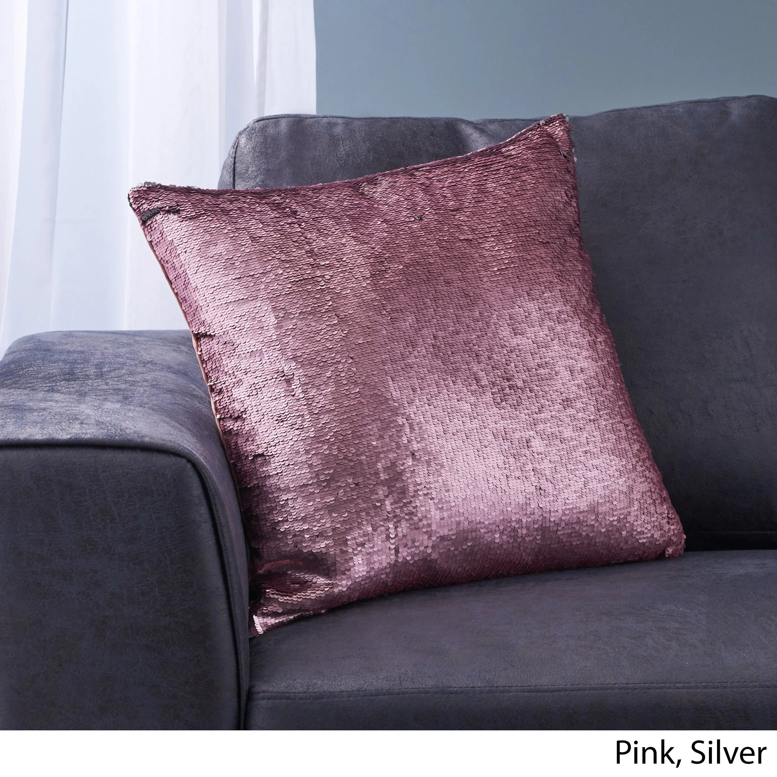 Jennifer Glam Square Reversible Sequin Throw Pillow