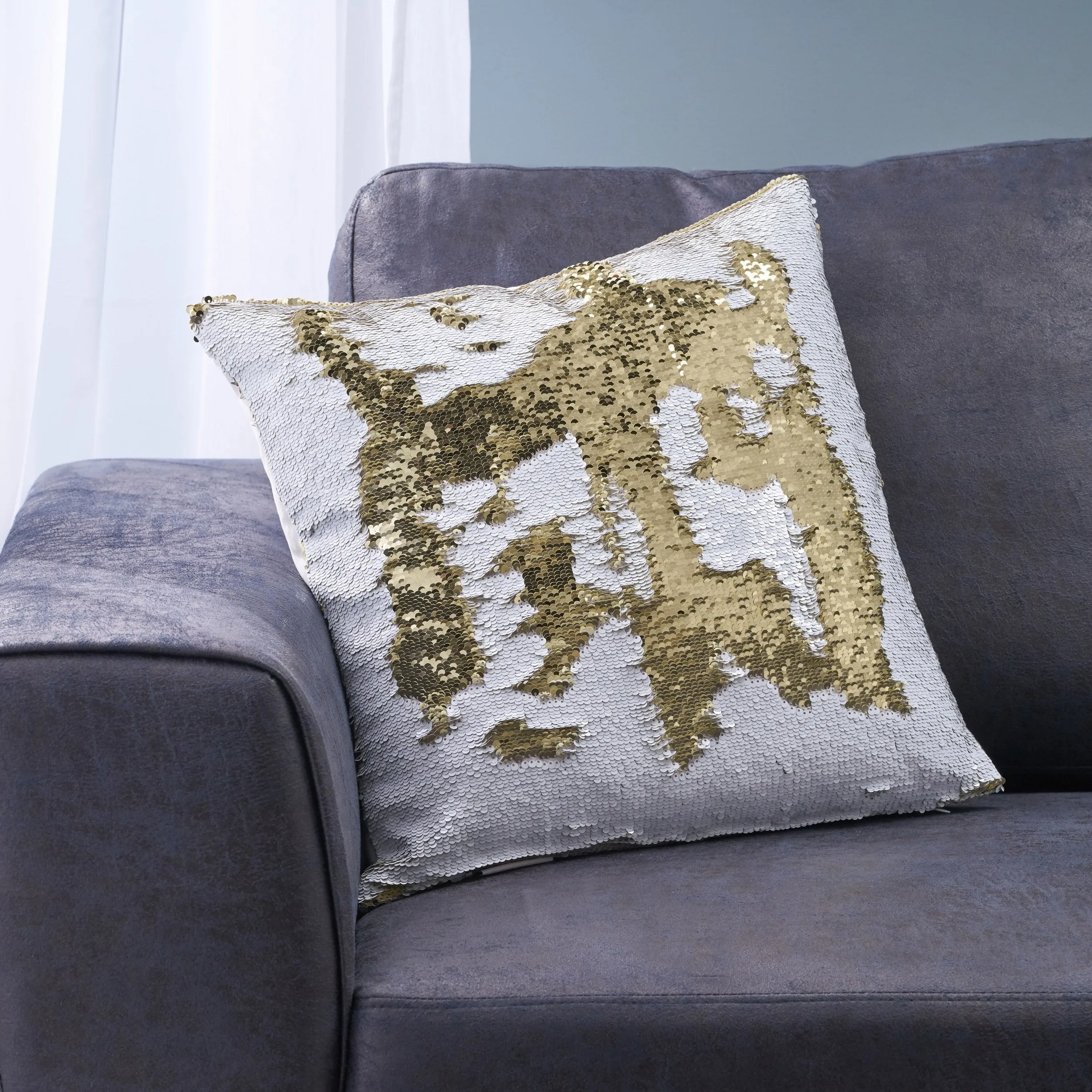 Jennifer Glam Square Reversible Sequin Throw Pillow