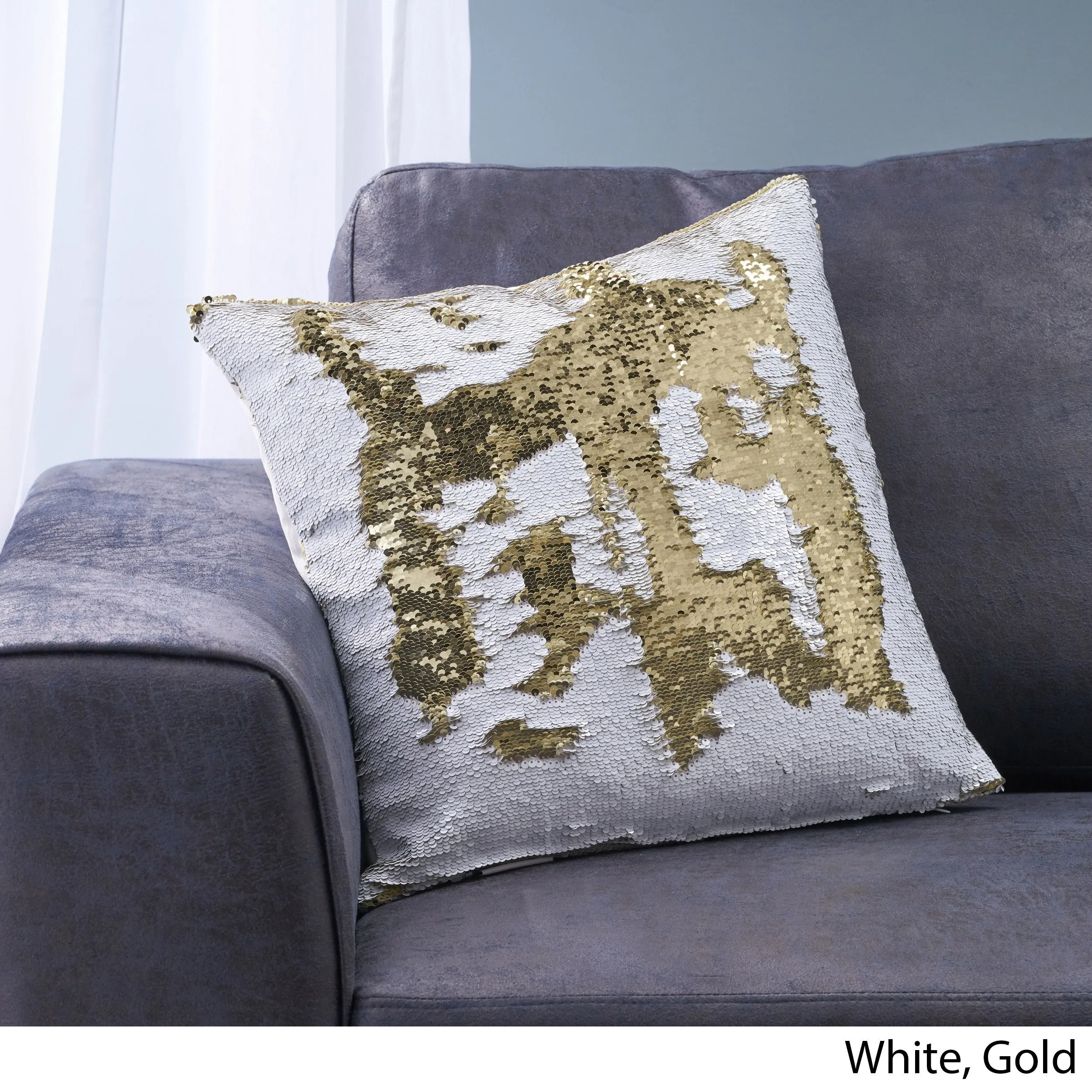 Jennifer Glam Square Reversible Sequin Throw Pillow