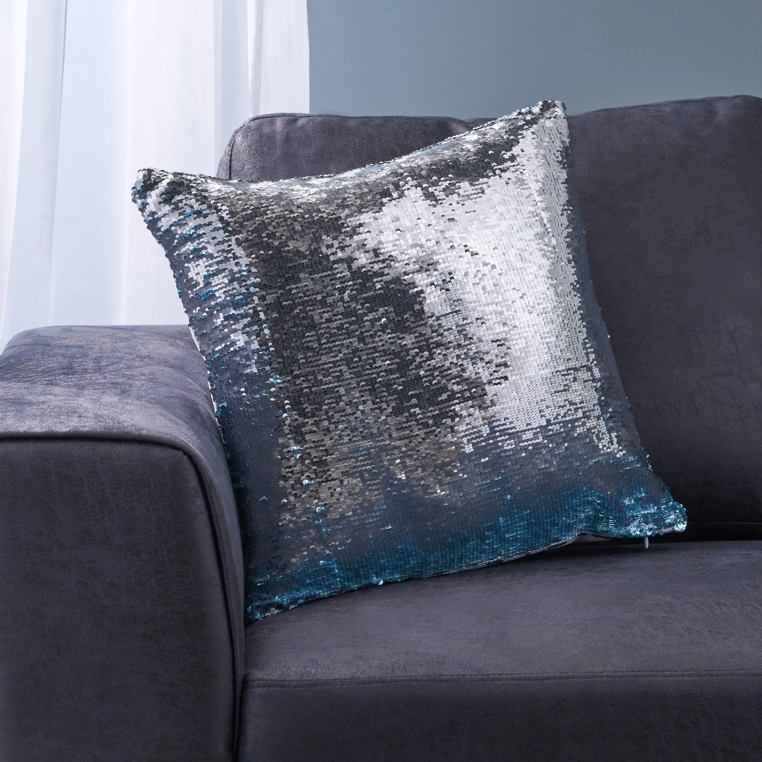 Jennifer Glam Square Reversible Sequin Throw Pillow