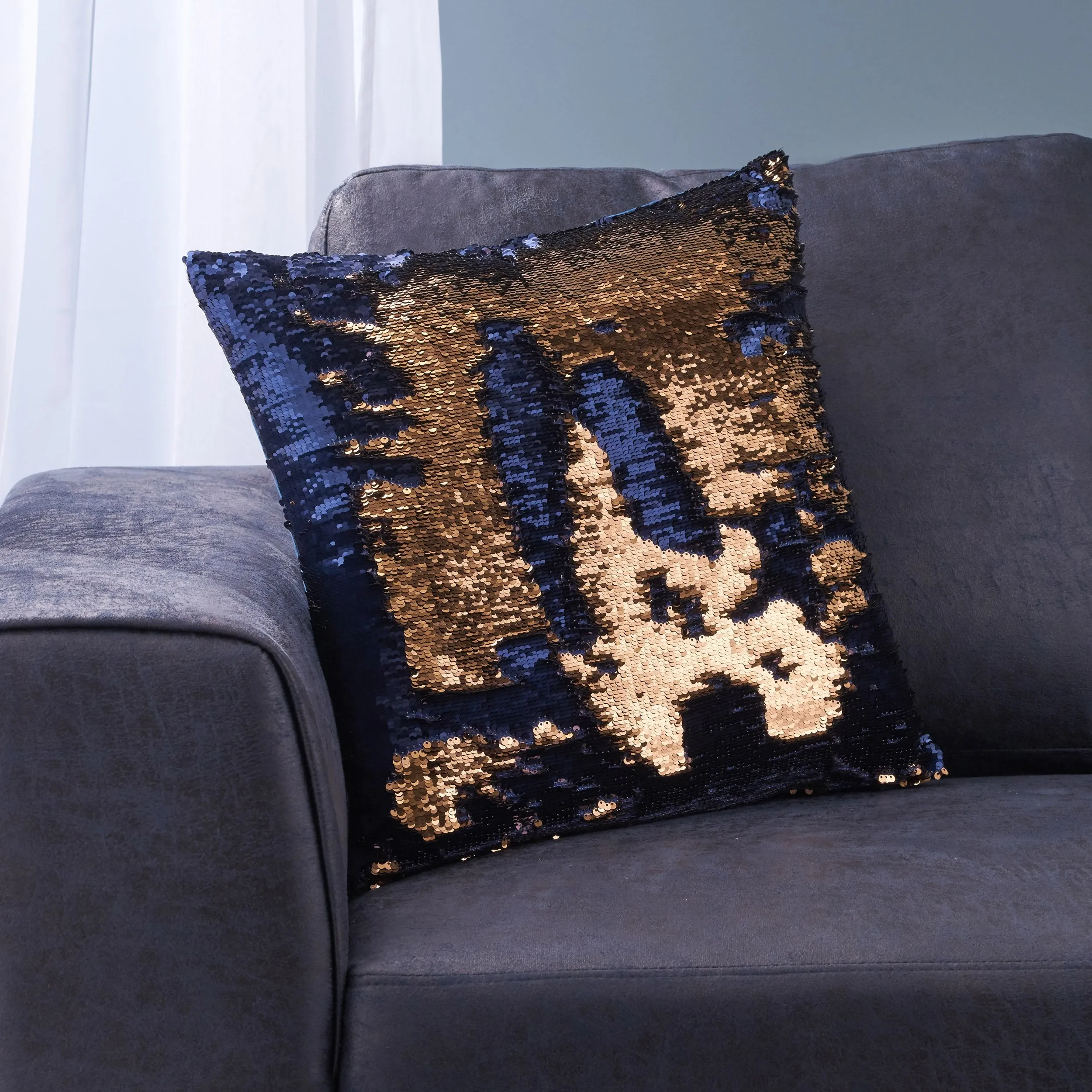 Jennifer Glam Square Reversible Sequin Throw Pillow