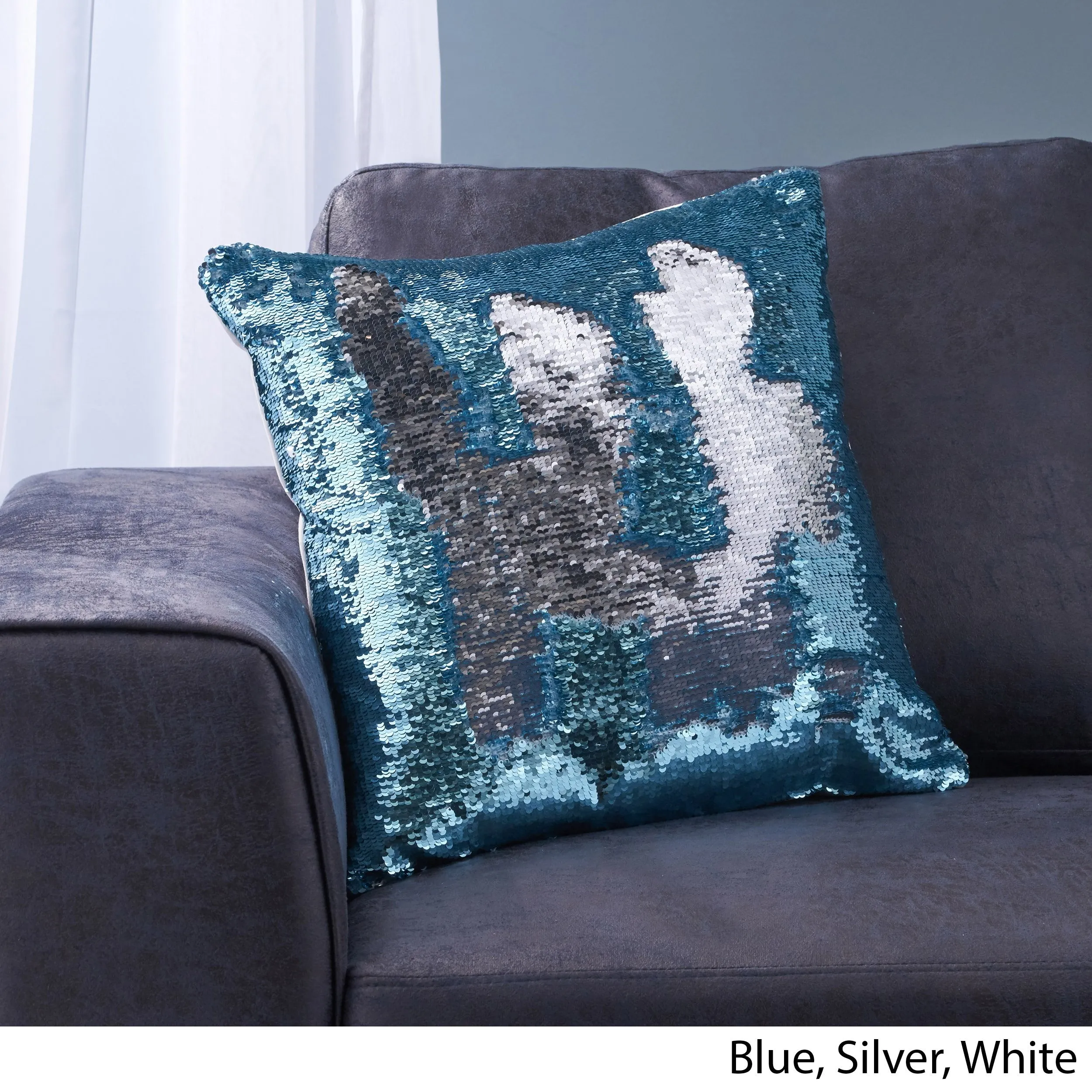 Jennifer Glam Square Reversible Sequin Throw Pillow