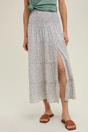 Katie Floral Tiered Midi Skirt