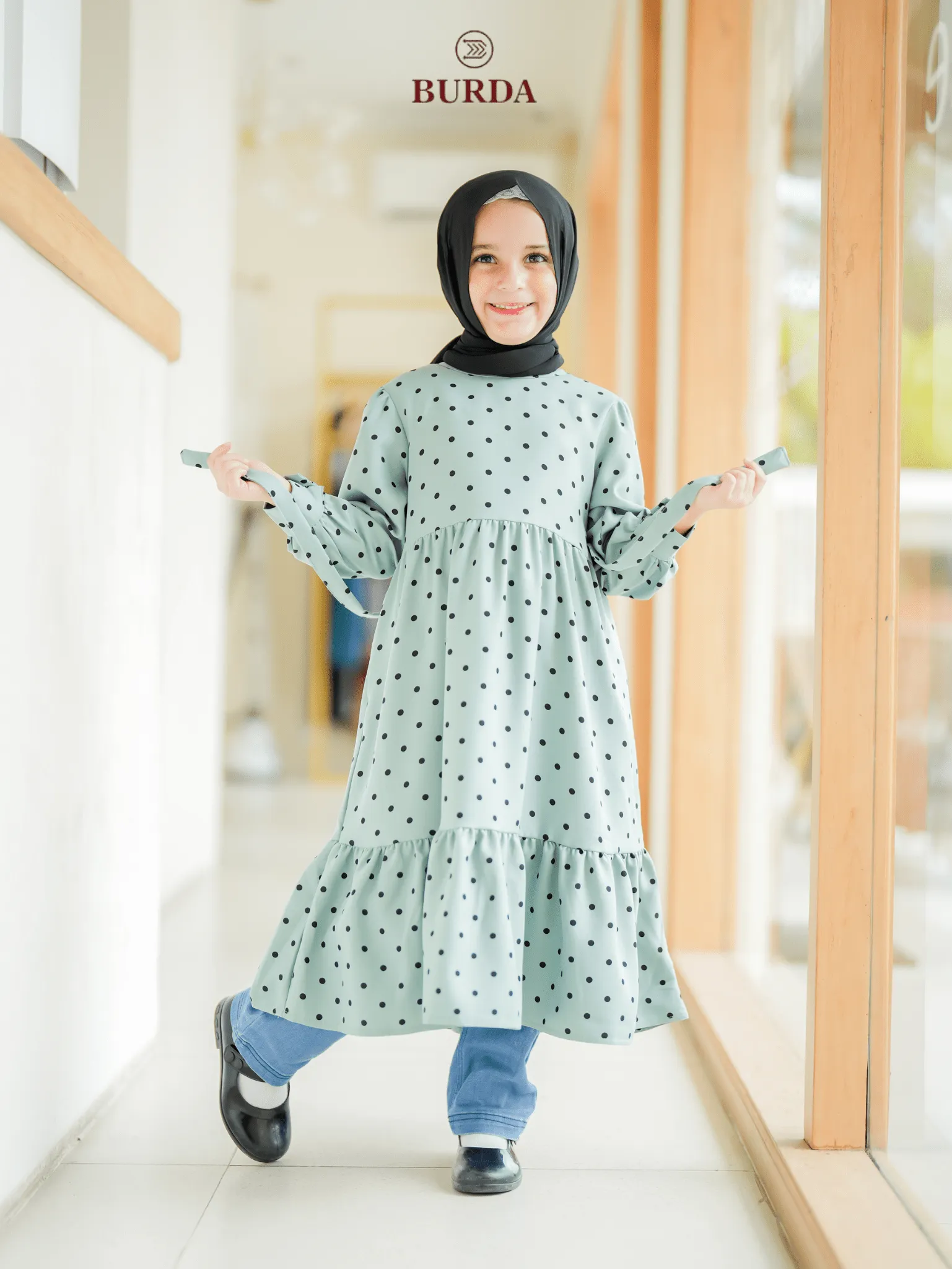 Kid's Turquoise Polka Dot Dress