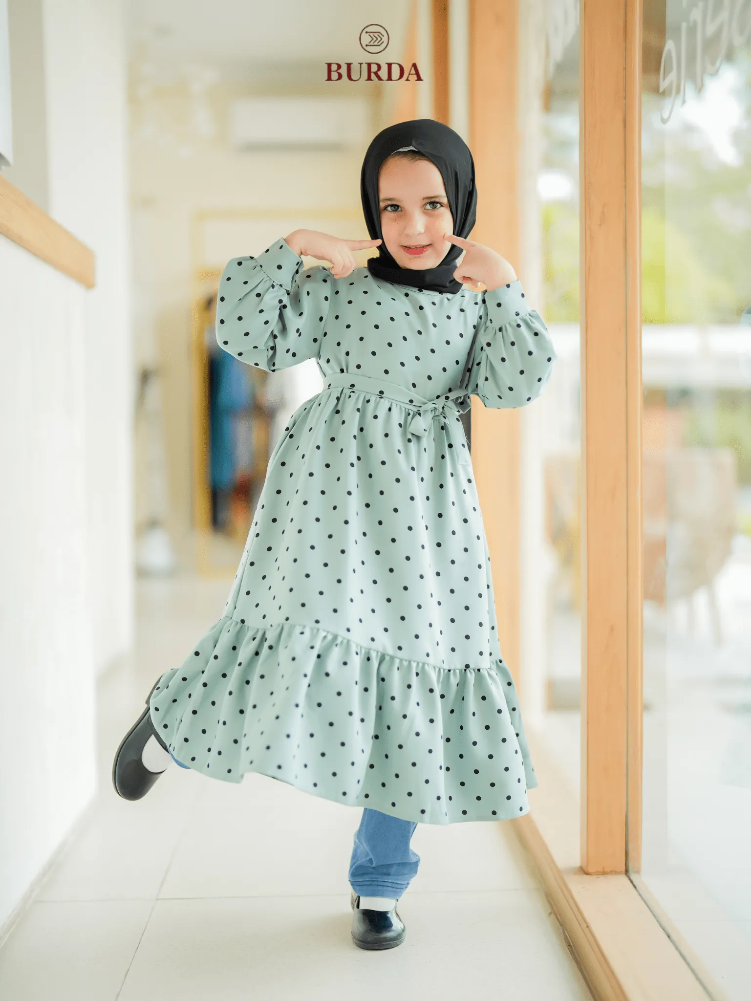 Kid's Turquoise Polka Dot Dress