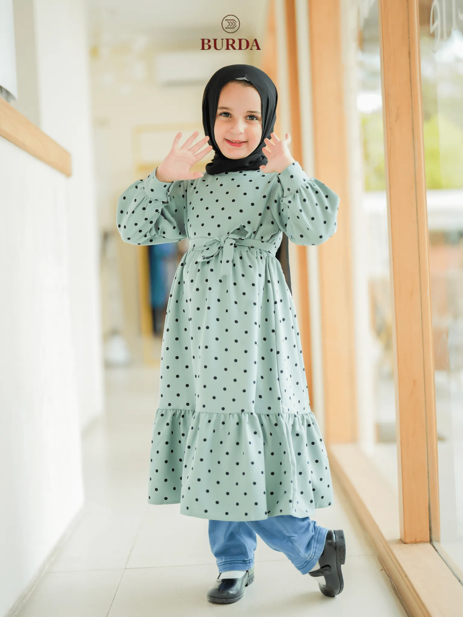 Kid's Turquoise Polka Dot Dress