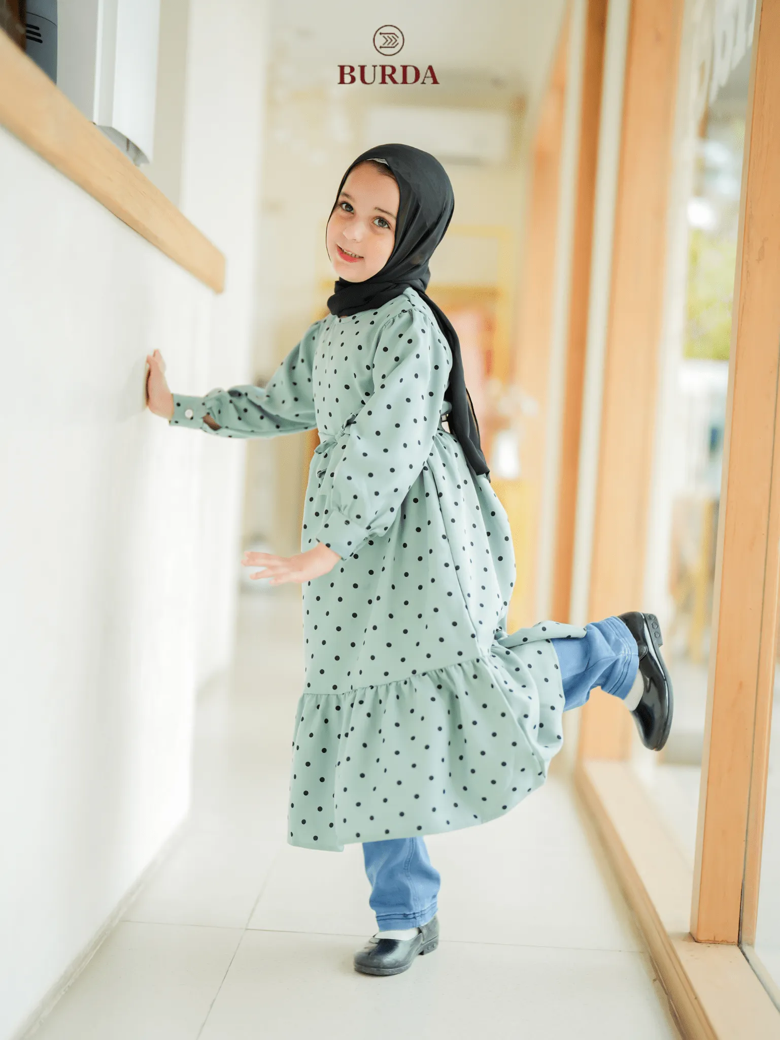 Kid's Turquoise Polka Dot Dress