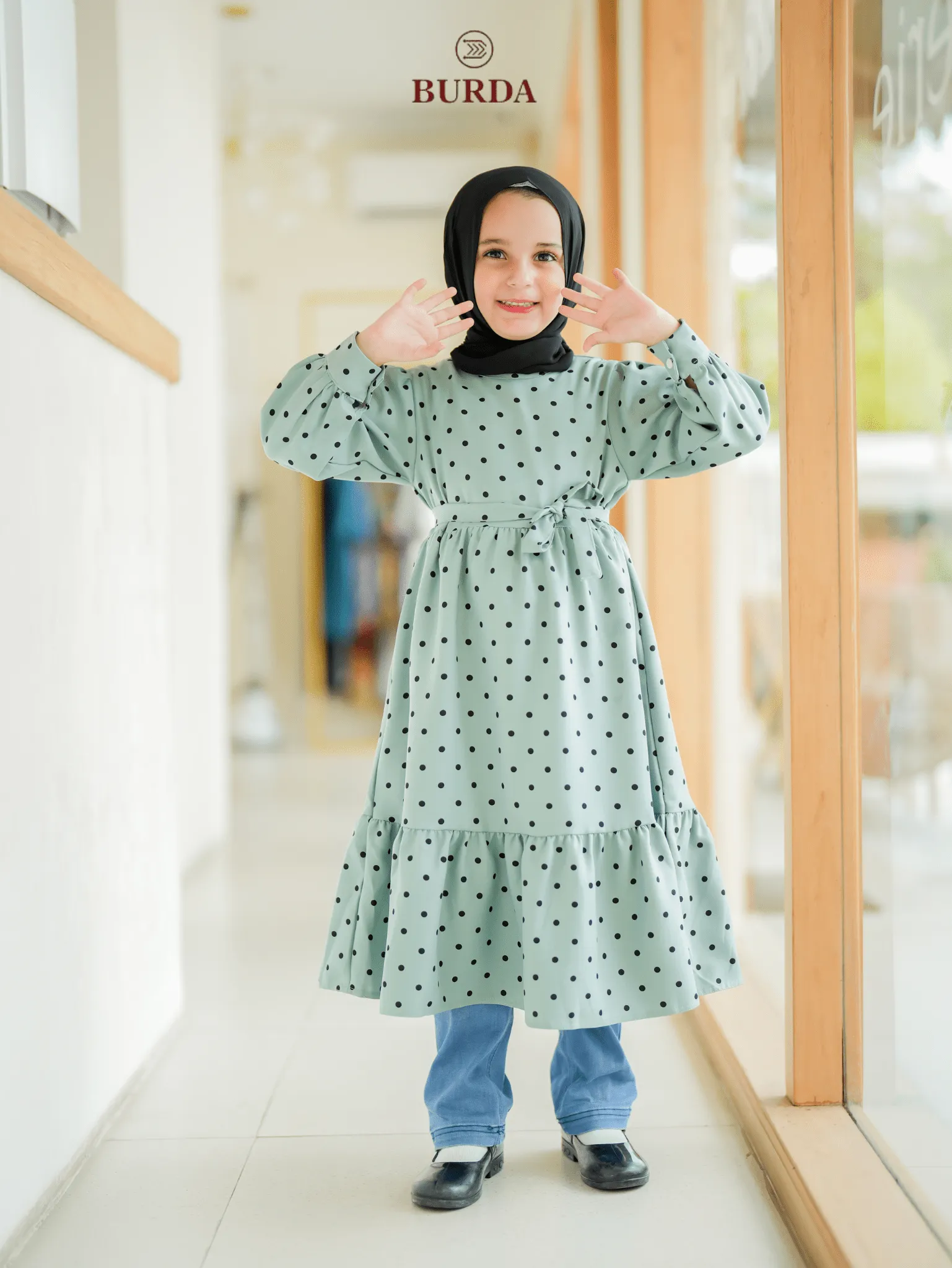 Kid's Turquoise Polka Dot Dress