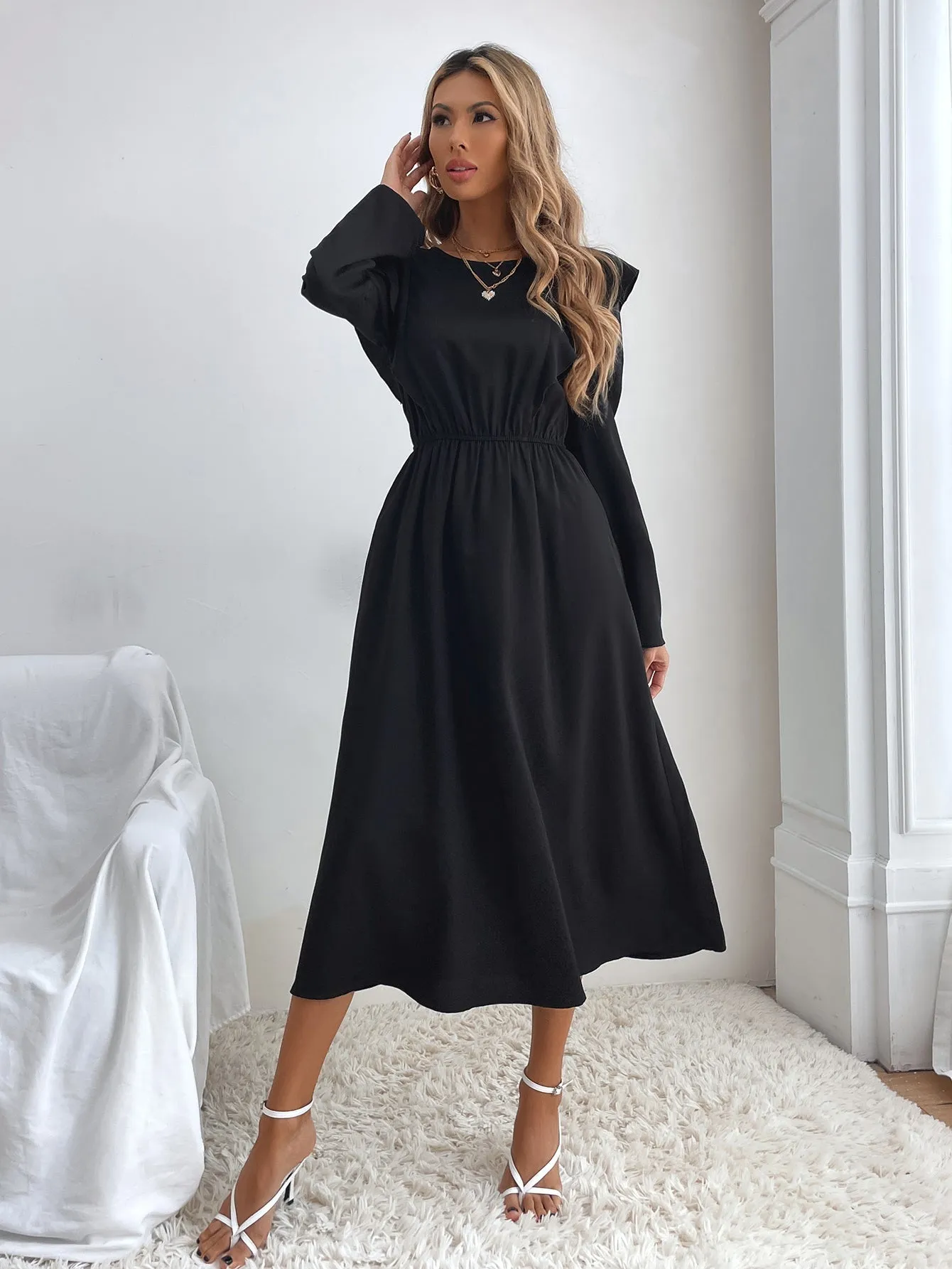 KittenAlarm - Elastic Waist Flare Dress