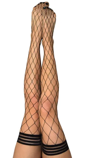 Kix'ies Michelle Black Fishnet Thigh Highs