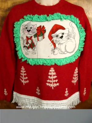 Knit Trees Cat Christmas Sweater