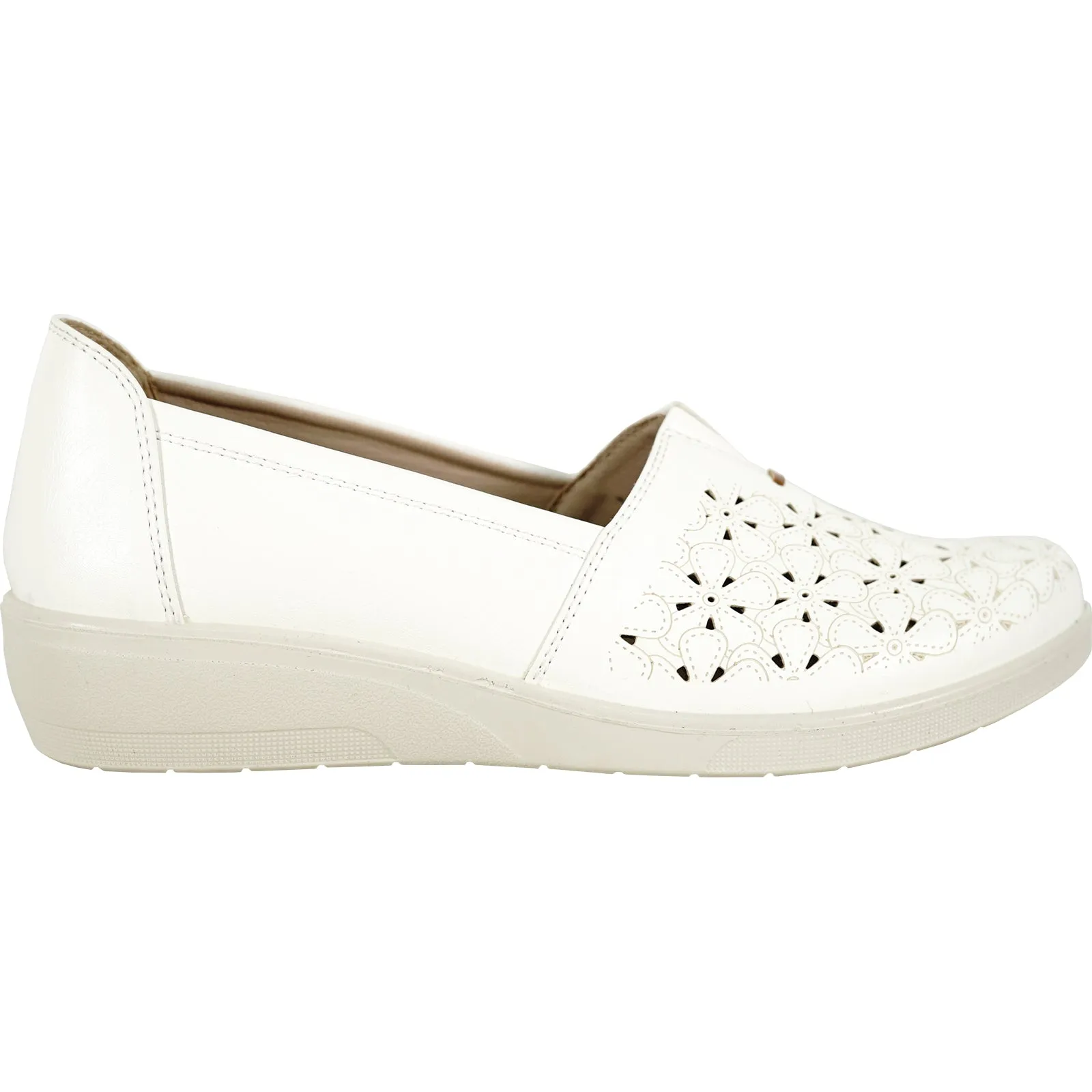 KOZI Women Comfort Casual Shoe OY3243 Wedge Slip-On Loafer White